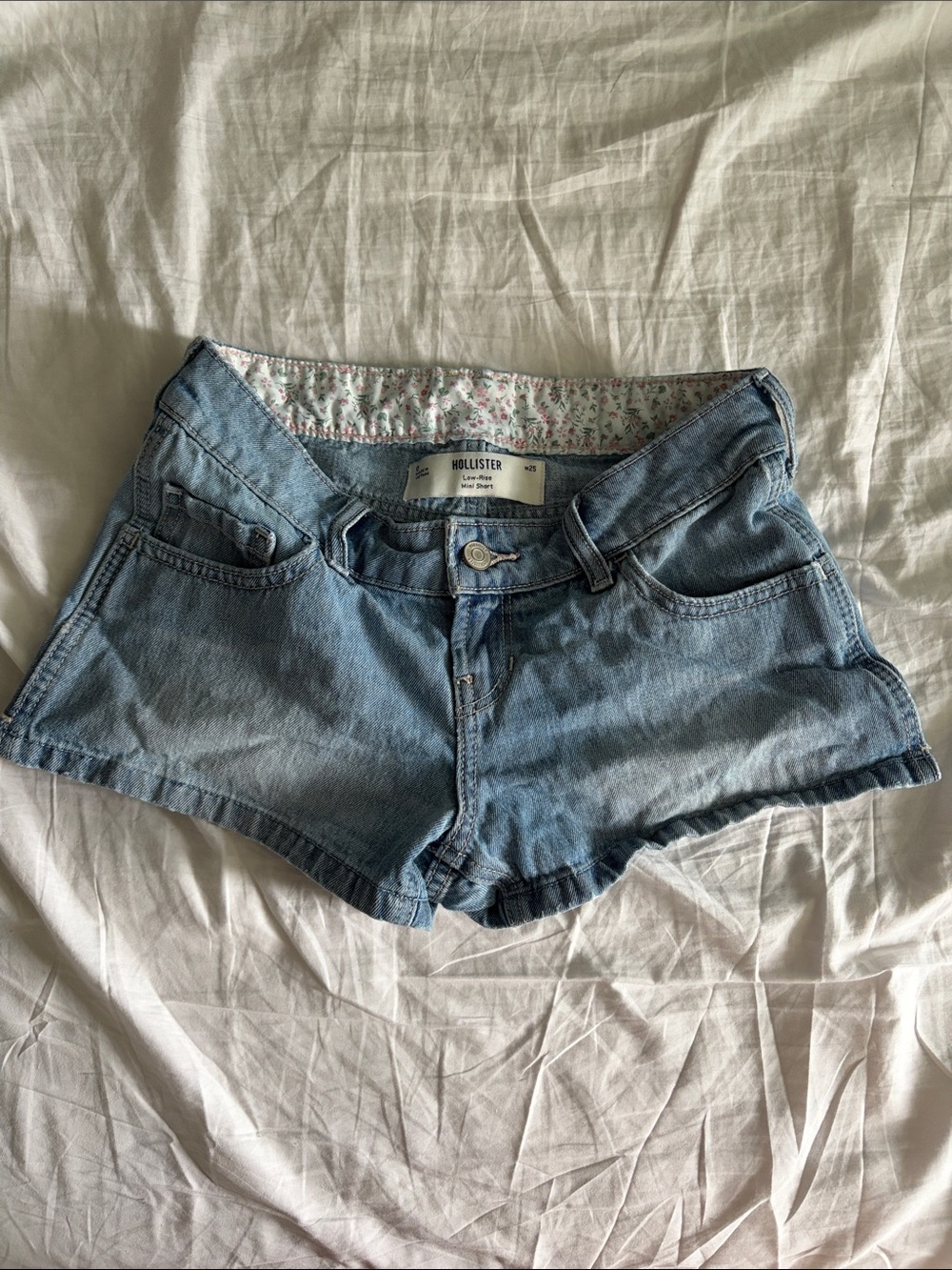 Hollister Faded Blue Low-Rise Denim Shorts